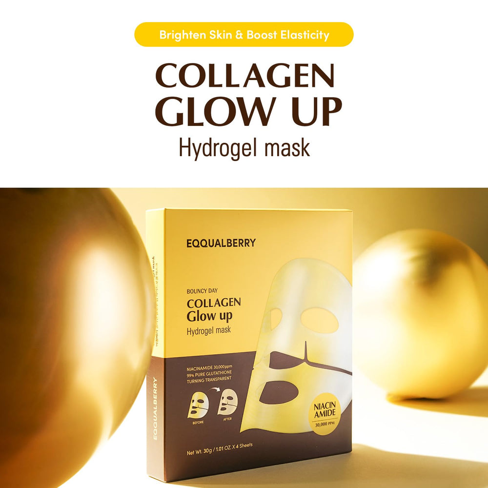 EQQUALBERRY Glow Up Mask opened, serum-soaked sheets for brightening