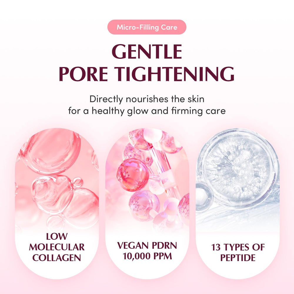 EQQUALBERRY collagen pore-tight mask hydration layer delivers long-lasting moisture and dewy skin.