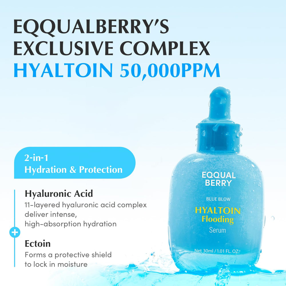 Visual of EQQUALBERRY Hyaltoin serum ceramide barrier-strengthening layer graphic.