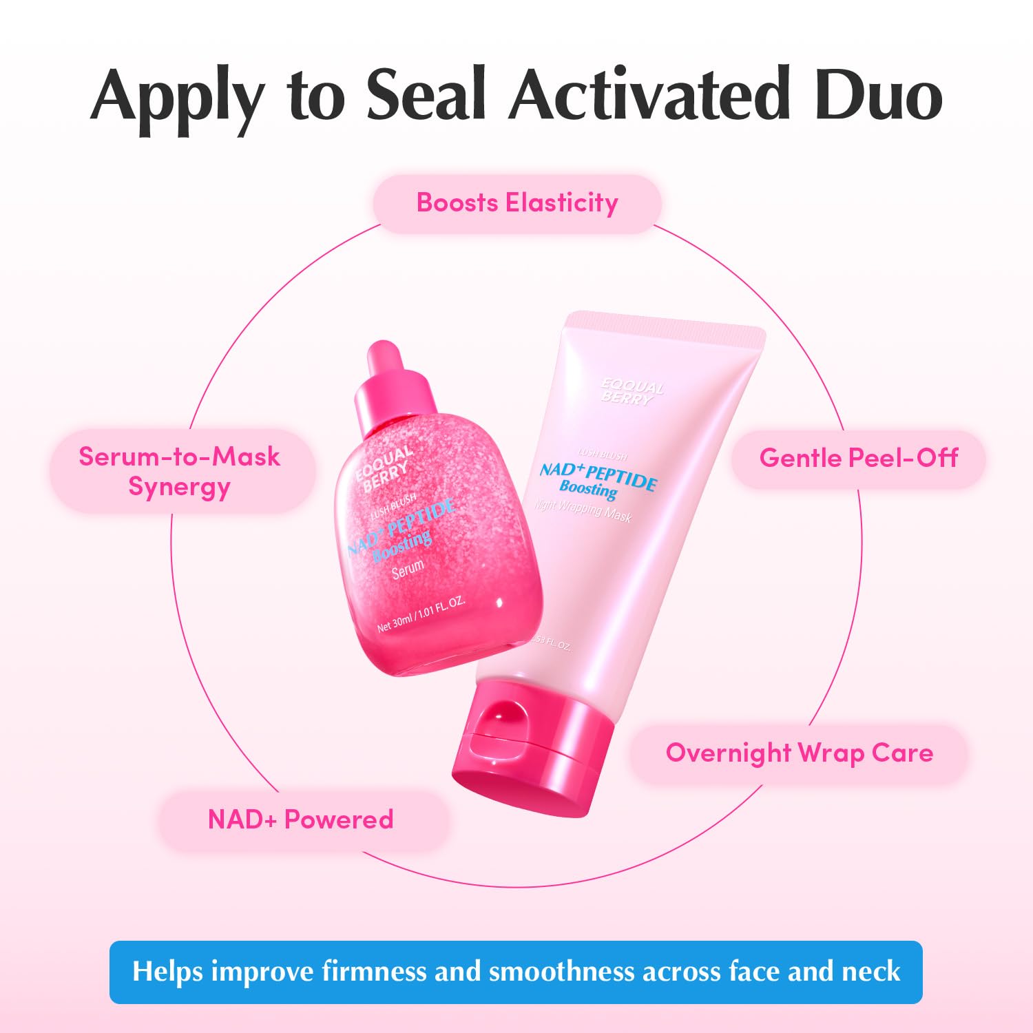 Application on neck with EQQUALBERRY emphasizing lifting and firming support