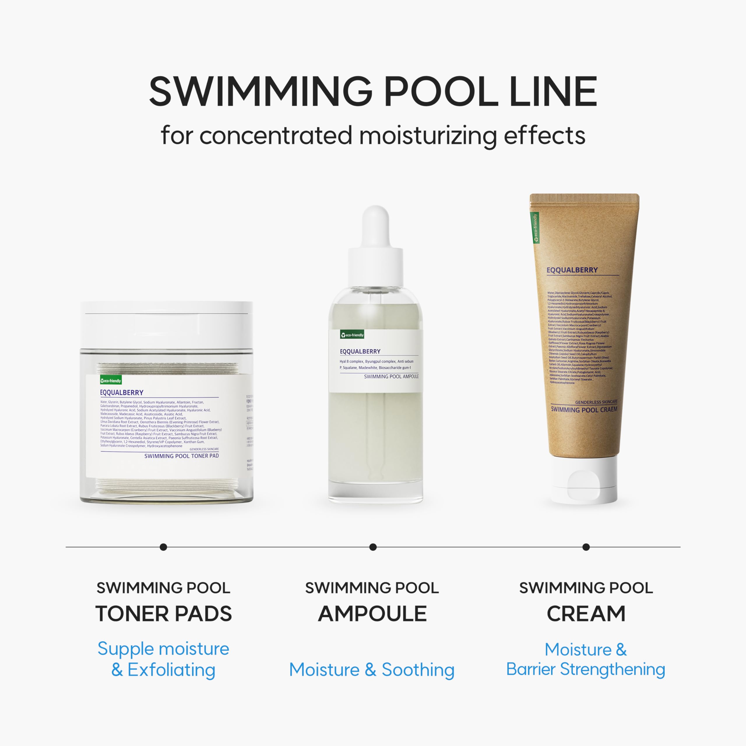 eqqualberry Swimming Pool Toner Pads after-cleansing swipe demonstrates clean canvas for makeup.