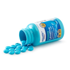 Equate Sennosides laxative tablets close-up for predictable relief options.