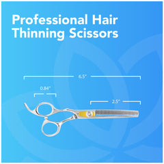 Equinox International razor-edge thinning scissors feature texturizing teeth for smooth, controlled shaping.
