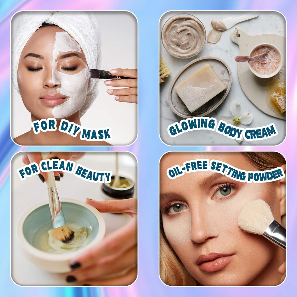 EquSym Pure Pearl Powder applied during a DIY mask to refine texture on skin.