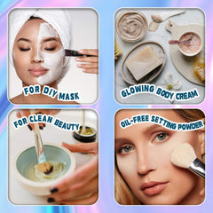 EquSym Pure Pearl Powder applied during a DIY mask to refine texture on skin.