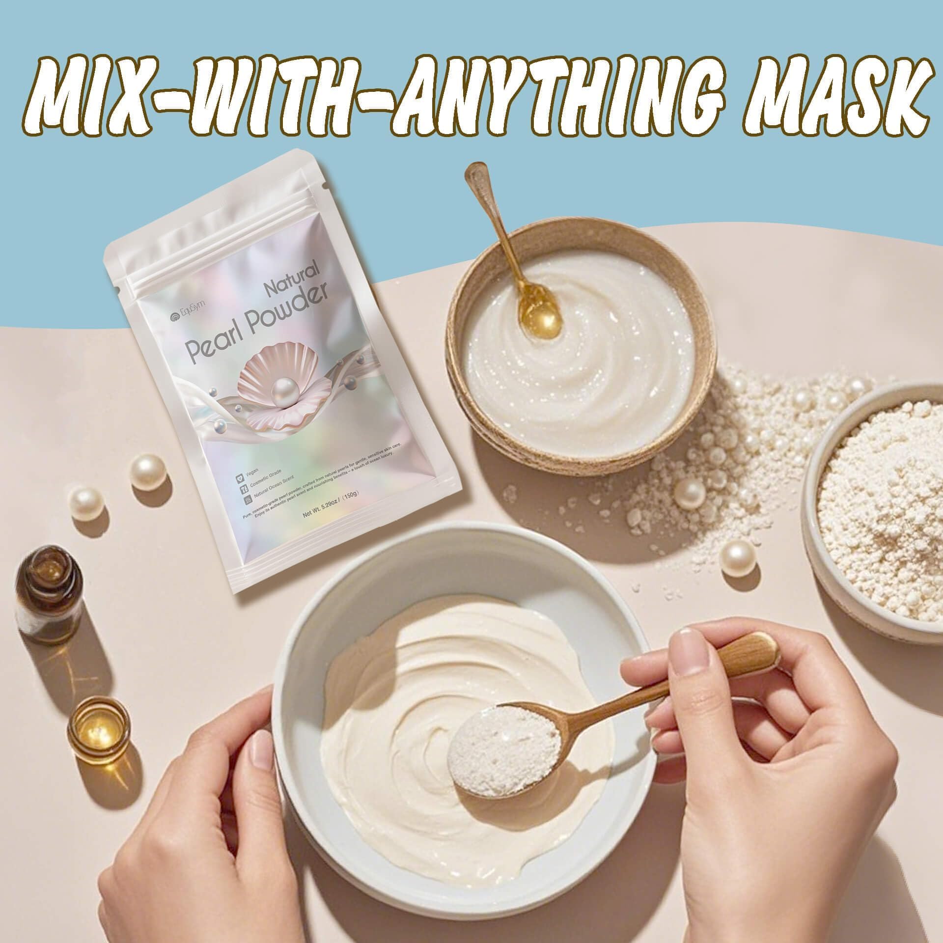 EquSym Pure Pearl Powder stirred into moisturizer for a radiant finish.