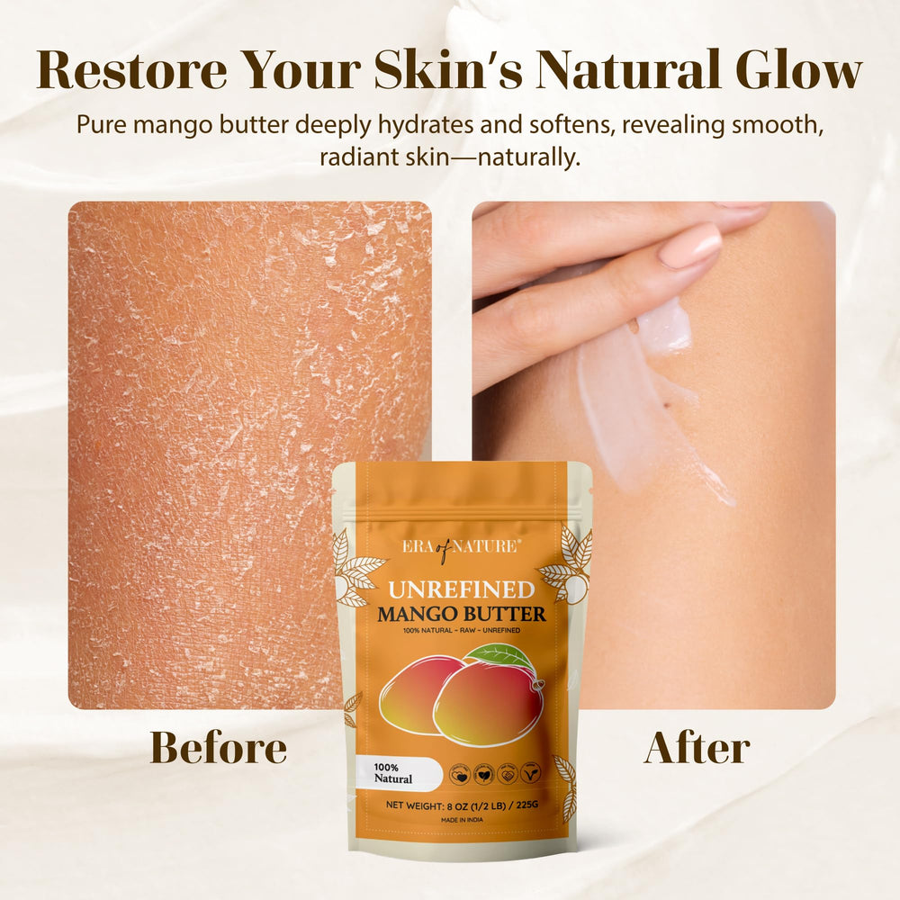 era of nature body butter base application demonstrates non greasy hydration on skin