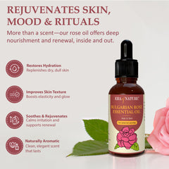 Era of Nature Bulgarian Rose oil diffuser drops for calming home fragrance.