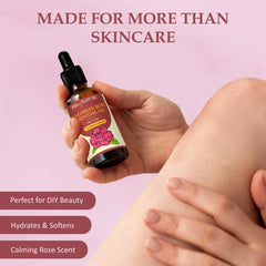 Era of Nature Bulgarian Rose oil close-up with petals highlighting natural purity and fragrance.