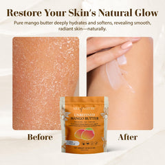 era of nature mango butter bar application skin closeup shows non-greasy hydration.