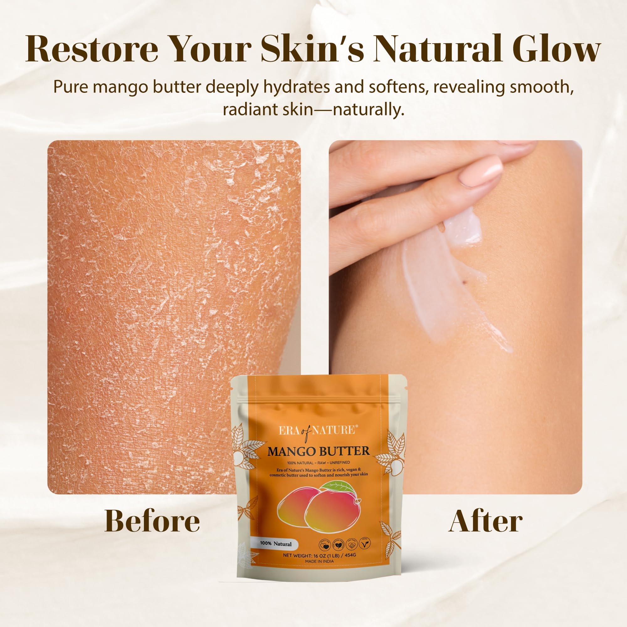 era of nature mango butter hair shine conditioning demonstrates deep conditioning for smoother hair