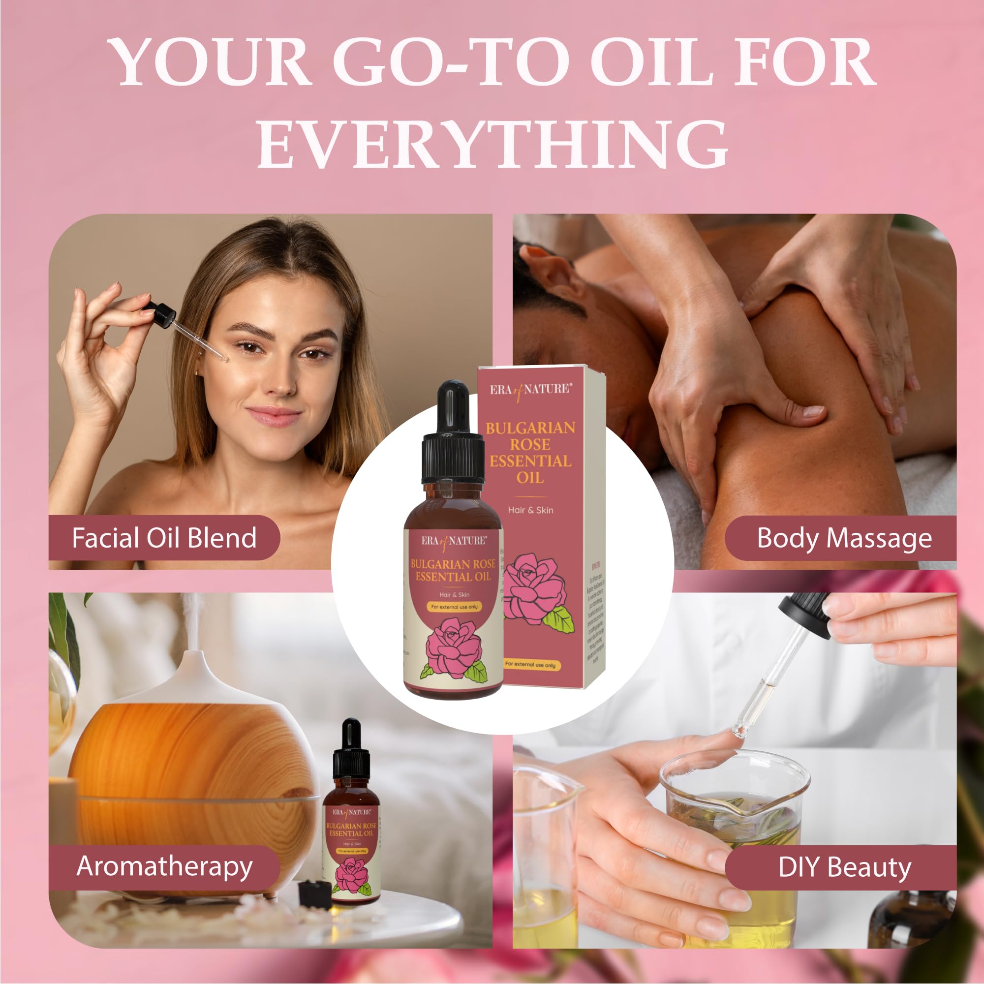 Era of Nature Rose Oil in a base oil dilution setup for skincare blends.