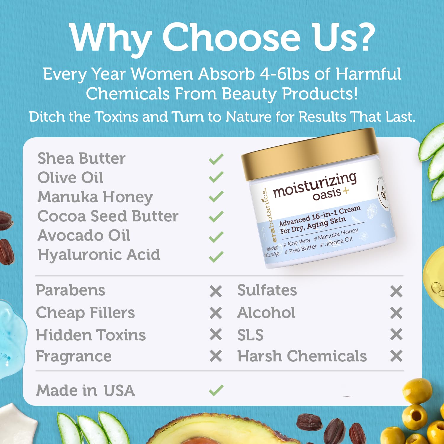 Era Organics Advanced Face Moisturizer Aloe Vera detail highlights soothing hydration.