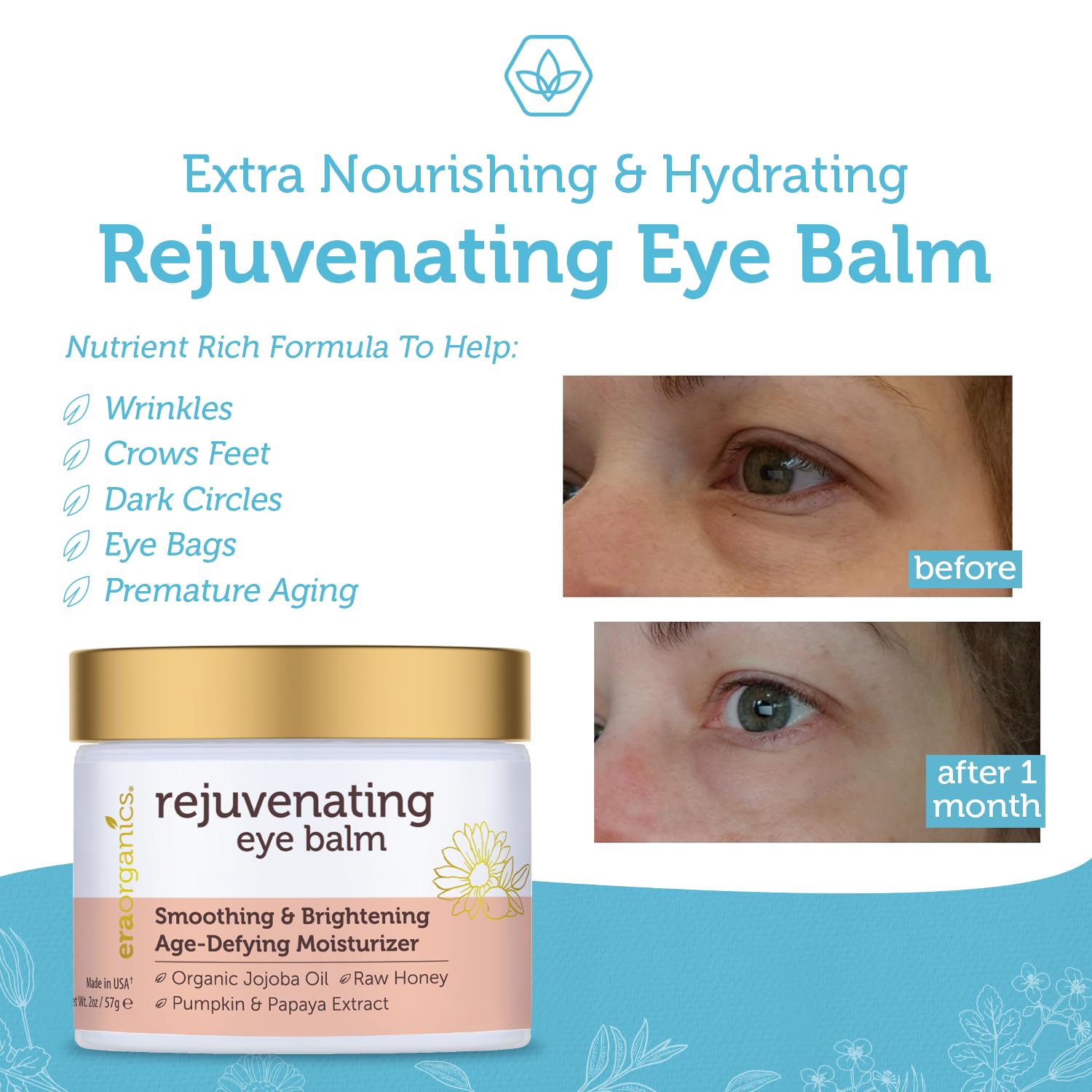 Era Organics Eye Moisturizer natural ingredients close-up with oils