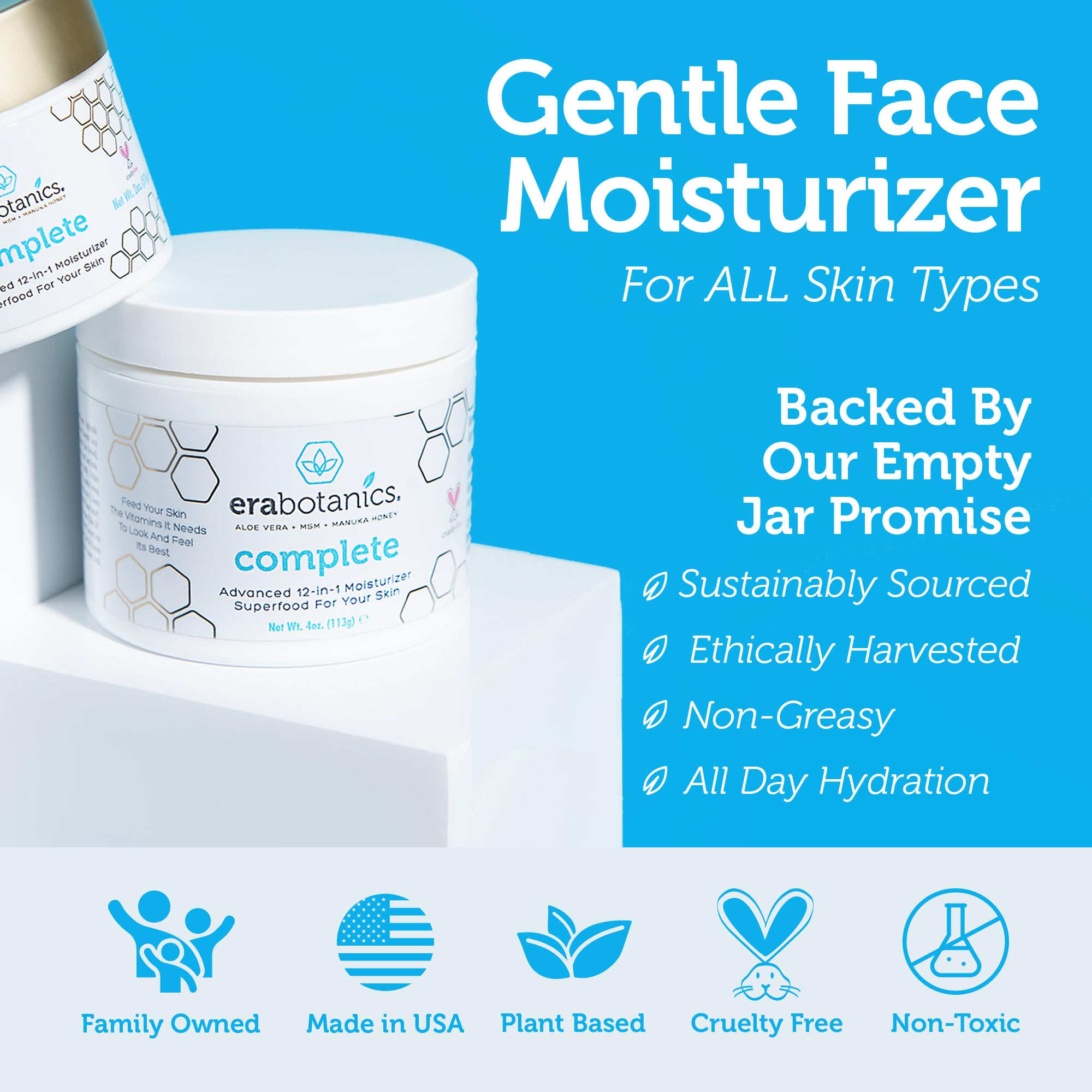 Era Organics Face Moisturizer Cream ingredients highlight Manuka honey and blue-green algae for nourishment