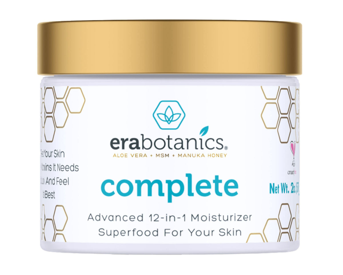 Era Organics Face Moisturizer Cream jar closeup highlighting deep hydration and 12-in-1 nourishment