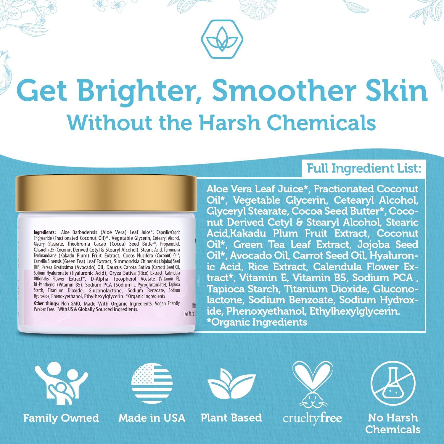 Era Organics Green Tea leaf – antioxidant protection for healthy-looking skin.