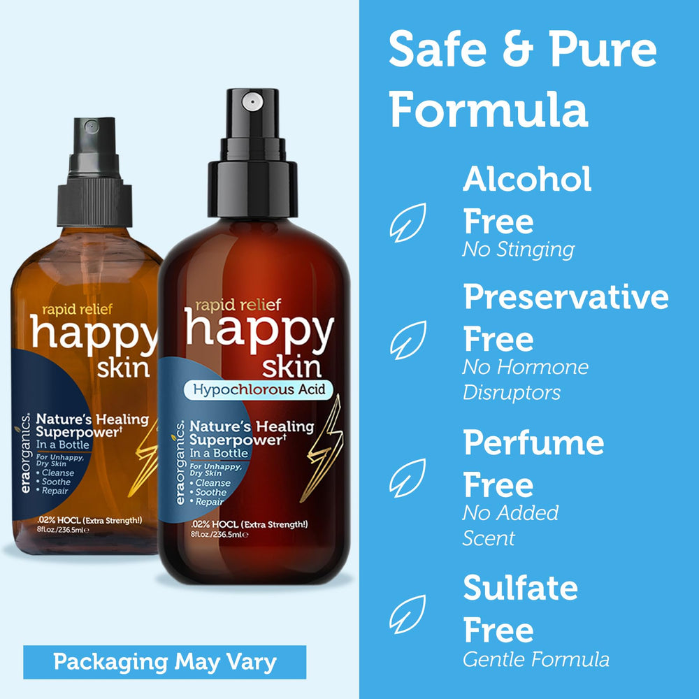 Era Organics Happy Skin toner family use illustrating gentle care for all ages.
