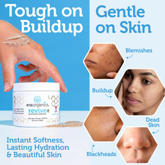 Era Organics Manuka Honey Exfoliating Face Scrub hand application demonstrates moisturized feel.