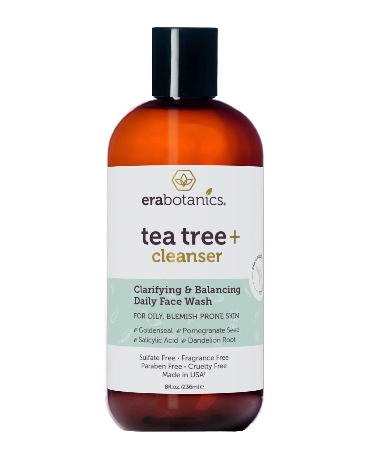 Era Organics Purifying Tea Tree Face Wash bottle showcasing sulfate-free cleansing for oily skin