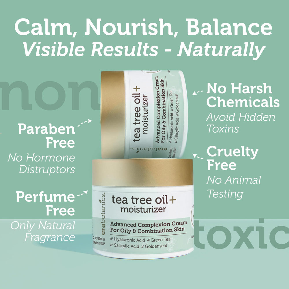 Era Organics Tea Tree Cream outdoors during morning routine