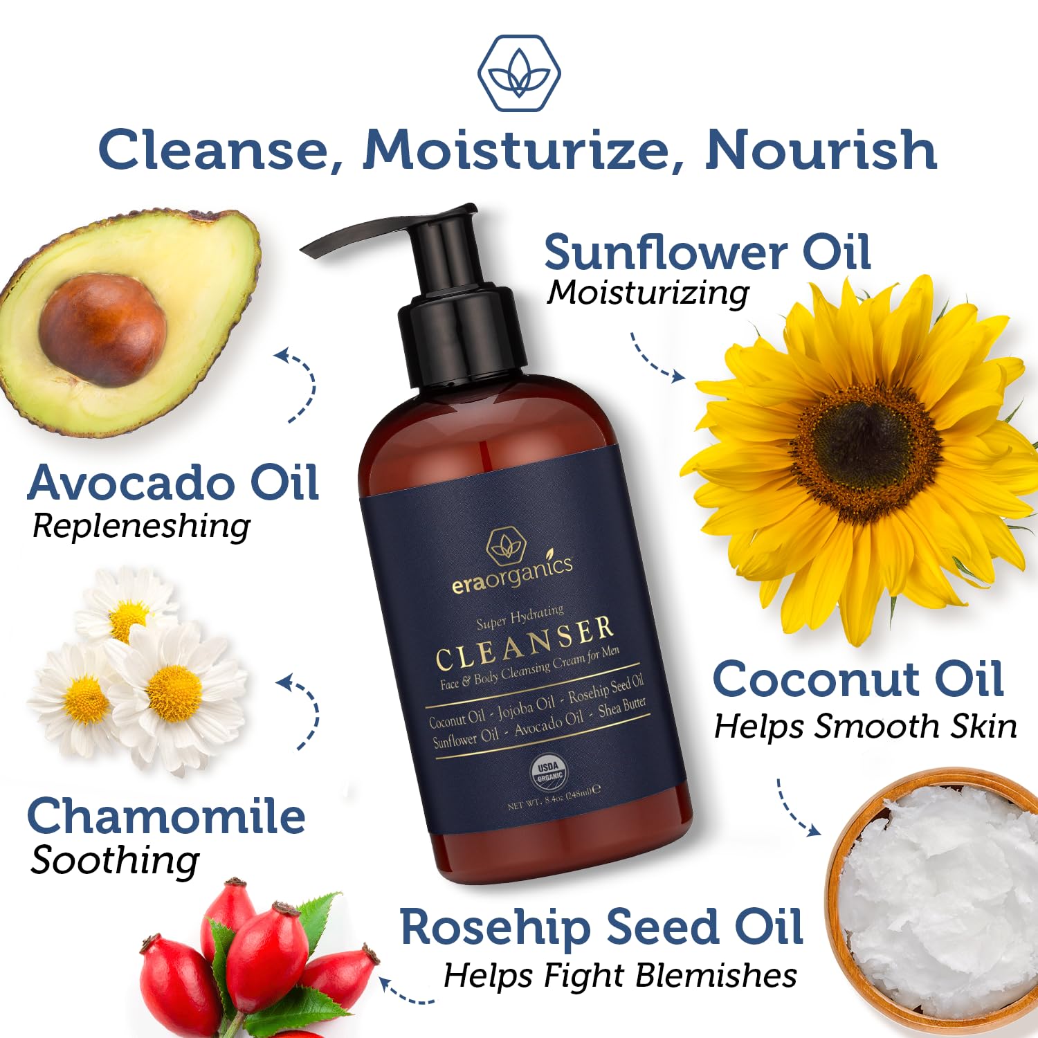 Era Organics USDA Organic face wash foam shows rich lather for refreshing cleanse
