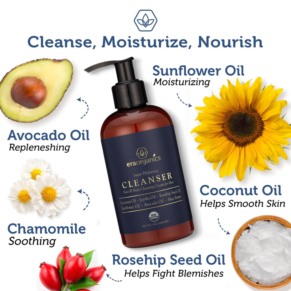 Era Organics USDA Organic face wash foam shows rich lather for refreshing cleanse