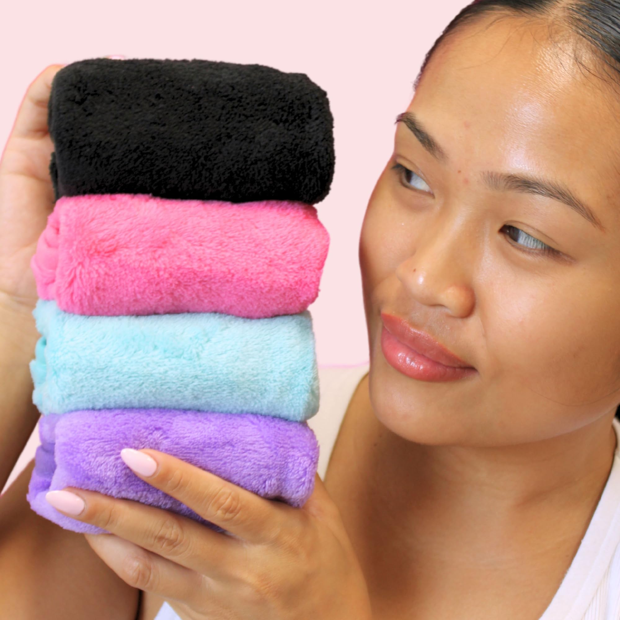 ERASE YOUR FACE cleansing side removes makeup and oils with microfiber touch.