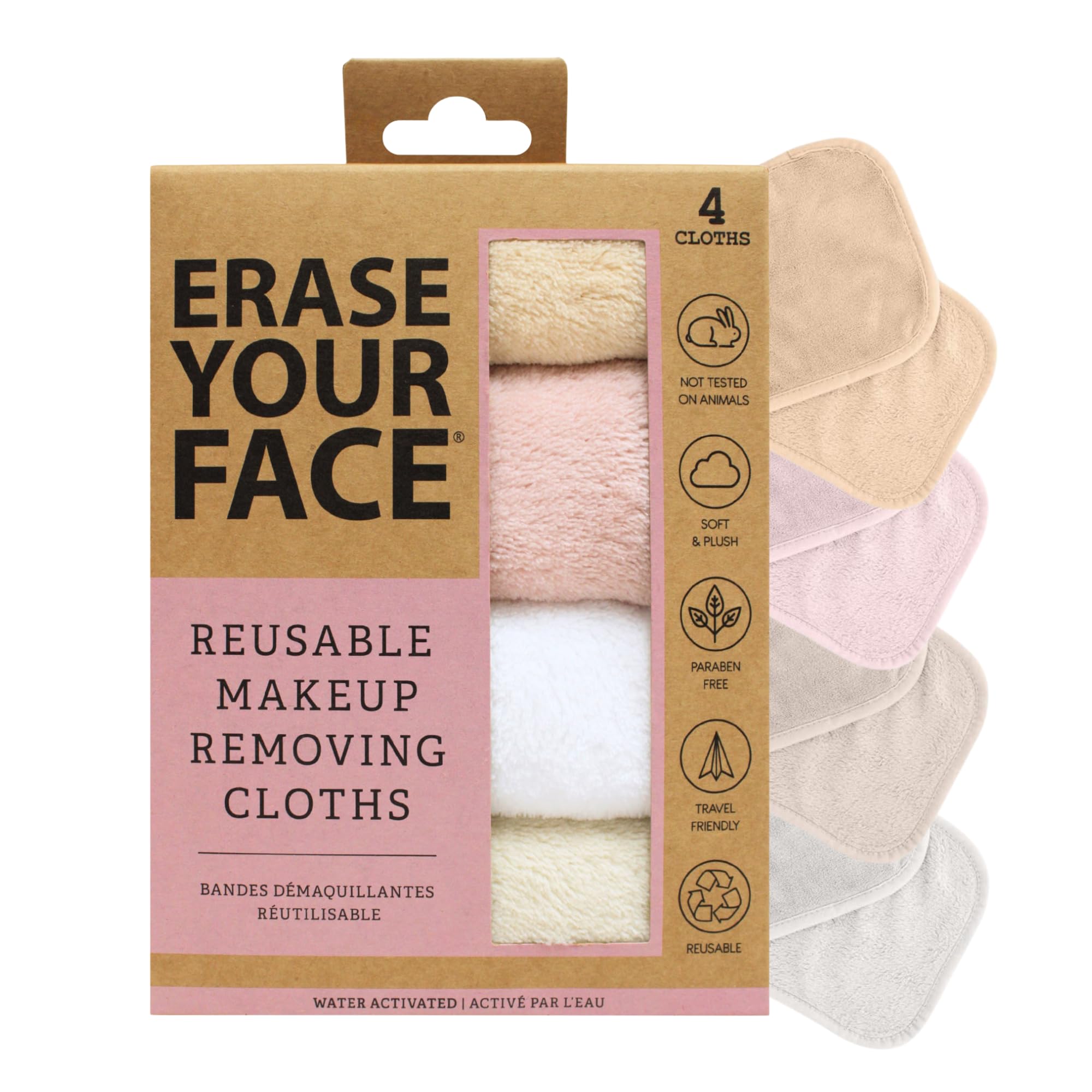 ERASE YOUR FACE makeup remover cloths in wet-activation closeup for gentle makeup removal.
