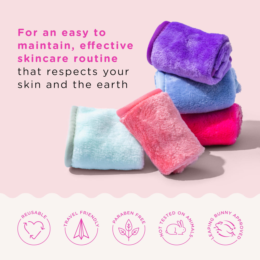 ERASE YOUR FACE reusable microfiber cloths reduce waste and support sustainability.