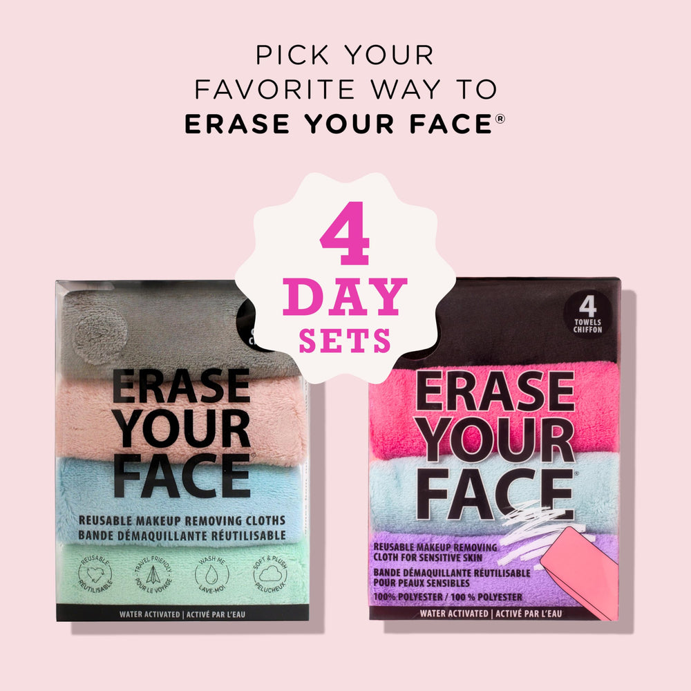 ERASE YOUR FACE cloths demonstrated with warm water for lifting makeup and oils