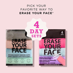 ERASE YOUR FACE cloths demonstrated with warm water for lifting makeup and oils