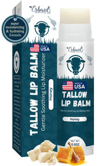 Erbaid beef tallow lip balm jar close-up showing creamy hydration for dry lips