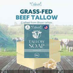 Erbaid beef tallow soap bar texture detail suggests nourishing base for skin