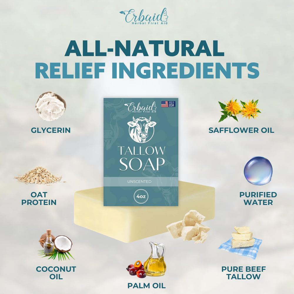 Erbaid beef tallow soap bar textured top ideal for everyday cleansing