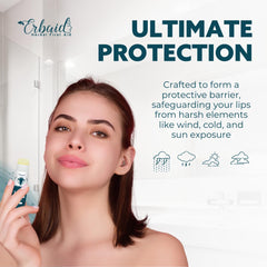 Erbaid beeswax protective barrier shot illustrating wind and cold defense for lips