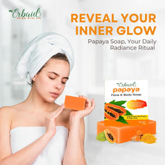 Erbaid Papaya Soap kojic acid ingredient detail emphasizing discoloration reduction potential.