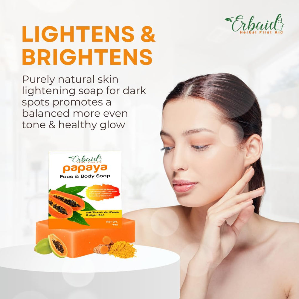 Erbaid Papaya Soap turmeric essential oils highlight soothing aroma.