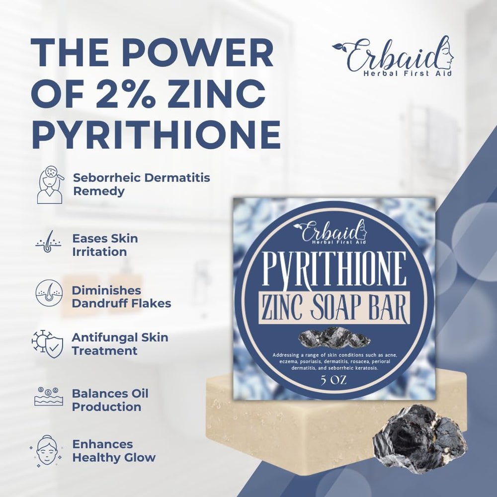 Erbaid pyrithione zinc soap bar lather closeup showing rich cleansing foam.