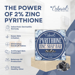 Erbaid pyrithione zinc soap bar lather closeup showing rich cleansing foam.