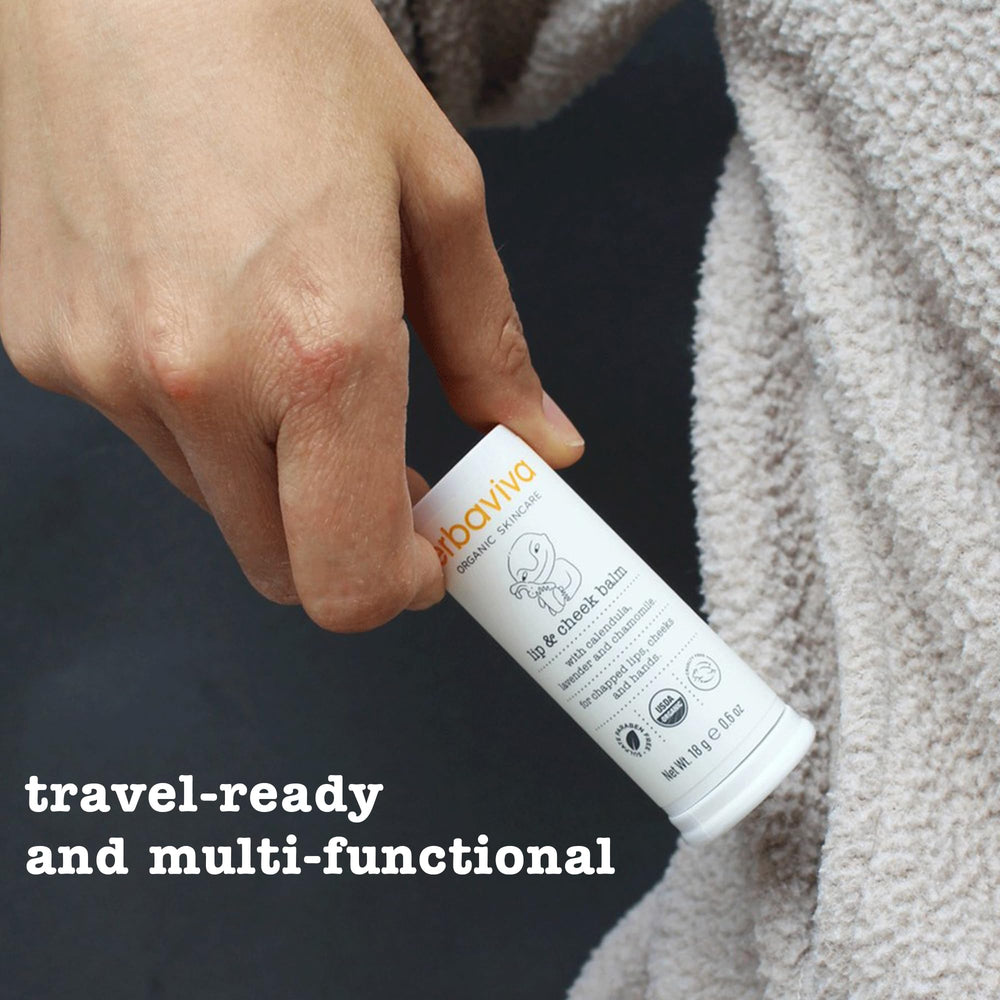Erbaviva protective moisture barrier applied to lips and hands.