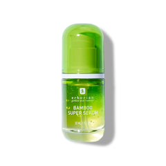 Erborian Bamboo Super Serum bottle close-up showing premium packaging and product detail for hydration.