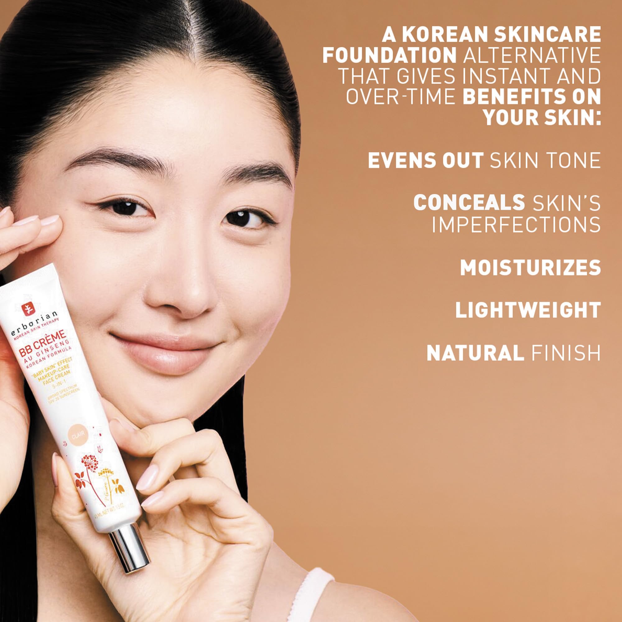 Front view of Erborian BB Cream Doré tube for quick application.