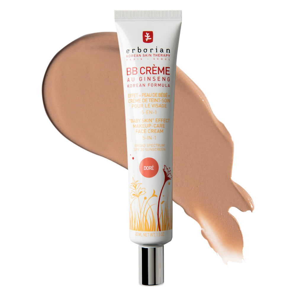 Erborian BB Cream Ginseng Tan Doré tube offers lightweight coverage with SPF 20.