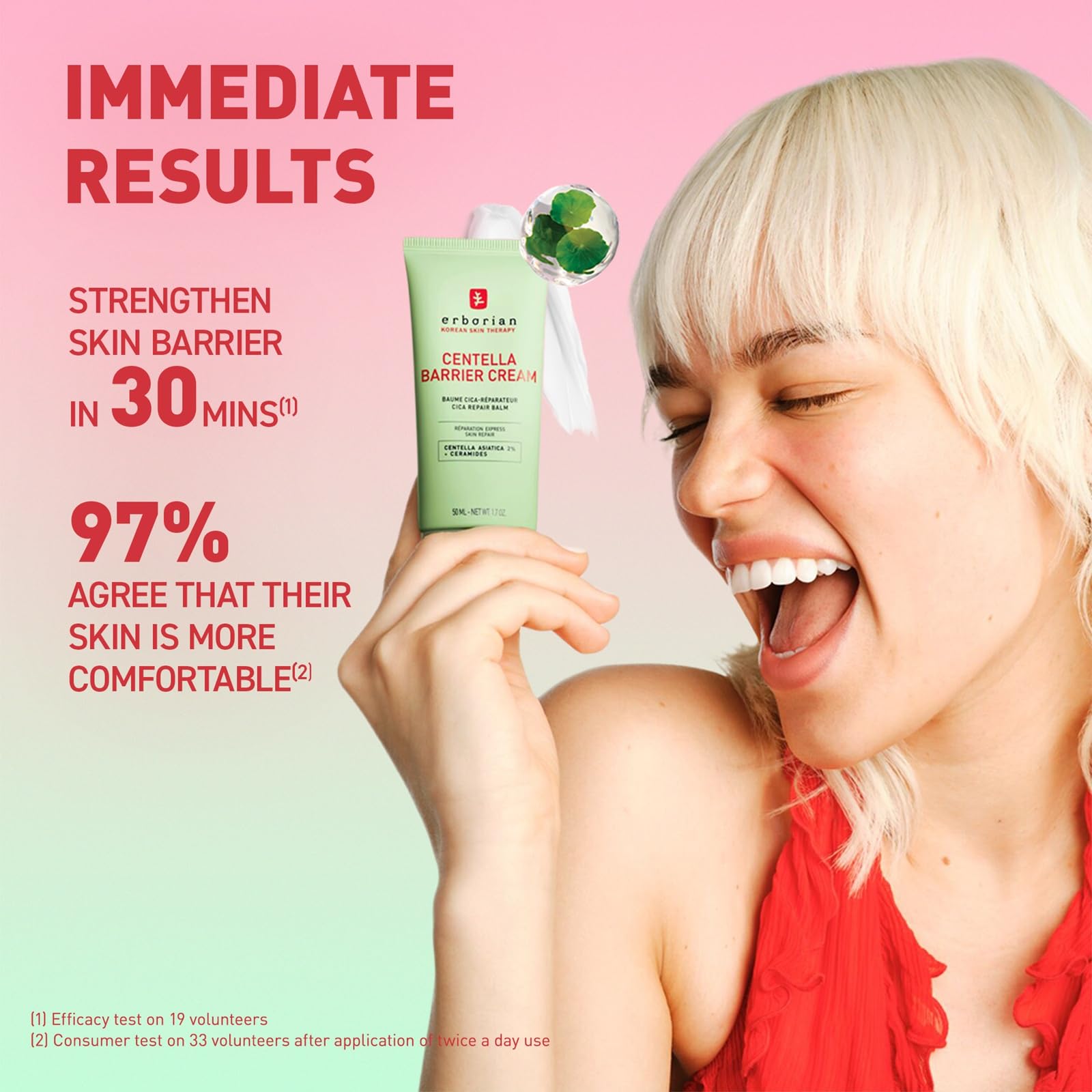 Applying Erborian Centella Barrier Cream to a dry patch on skin