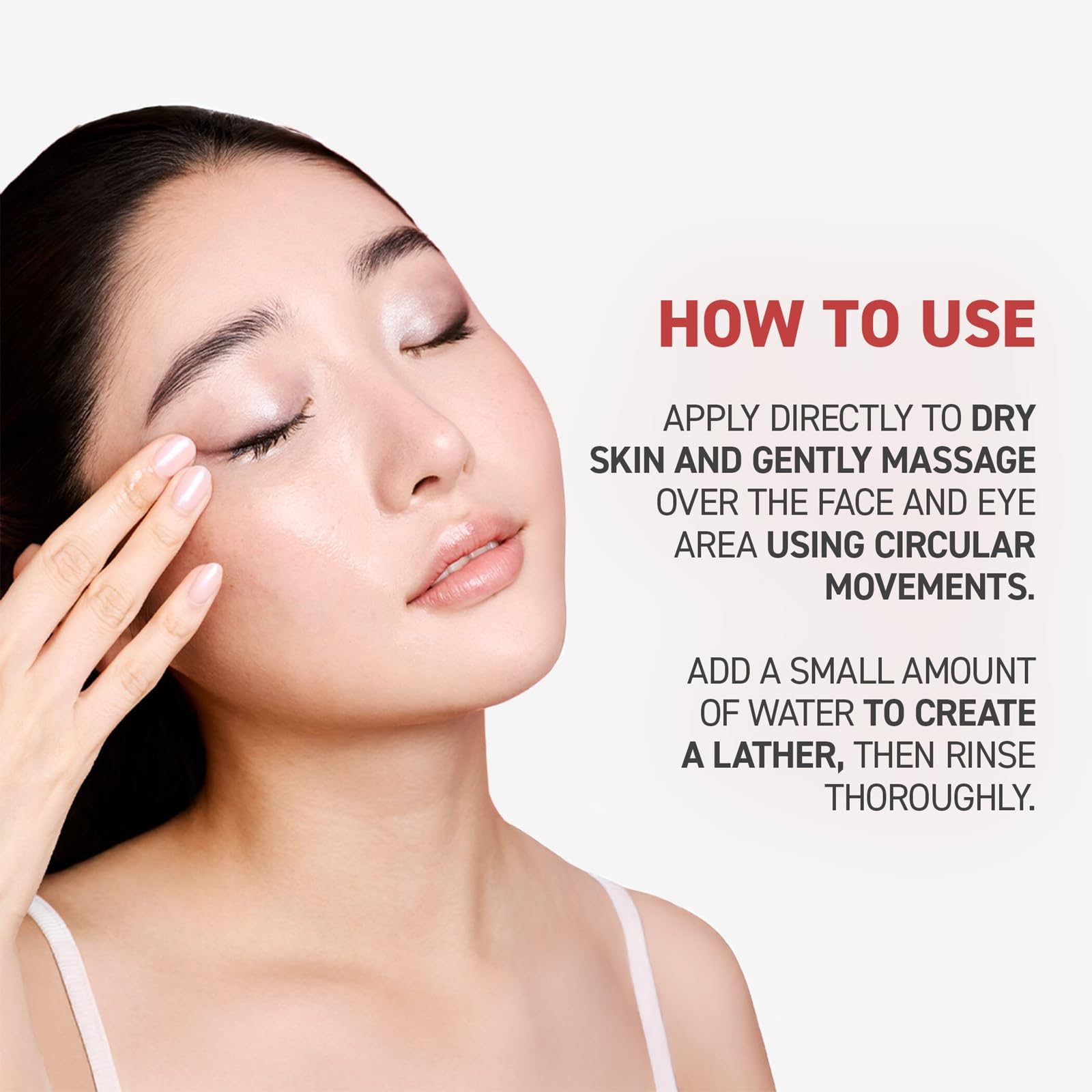 Texture close-up shows light oil that emulsifies with water for quick makeup removal