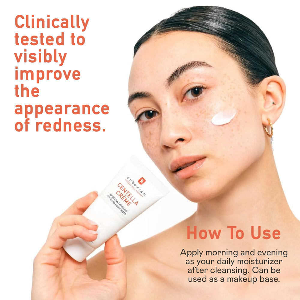 Erborian Centella Cream packaging close-up highlighting a paraben-free formula.