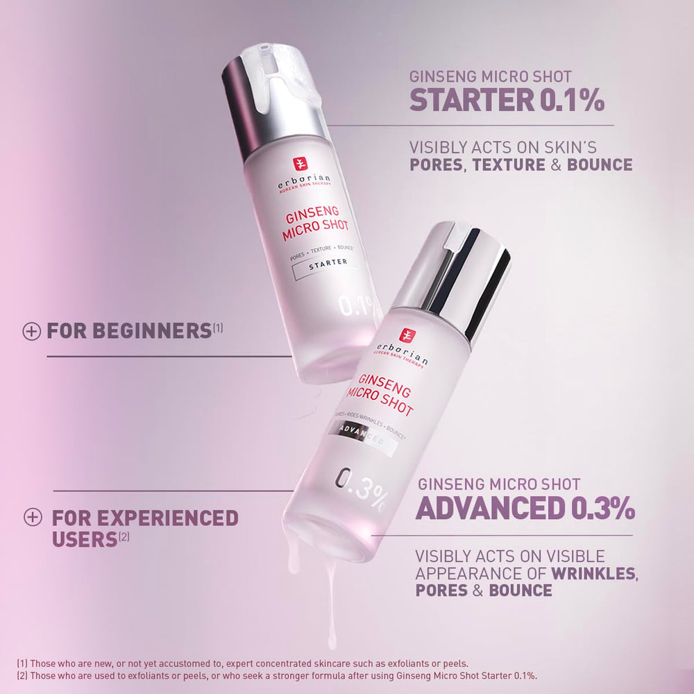 Erborian Ginseng Micro Shot application steps, illustrating smooth, fast-acting surface renewal.