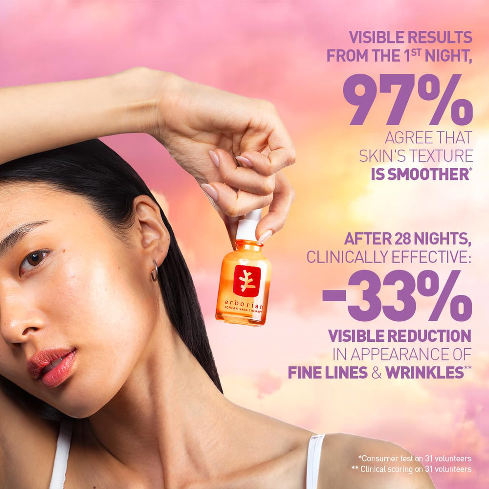 Erborian Night Serum with 10% PHA provides hydration and gentle exfoliation.