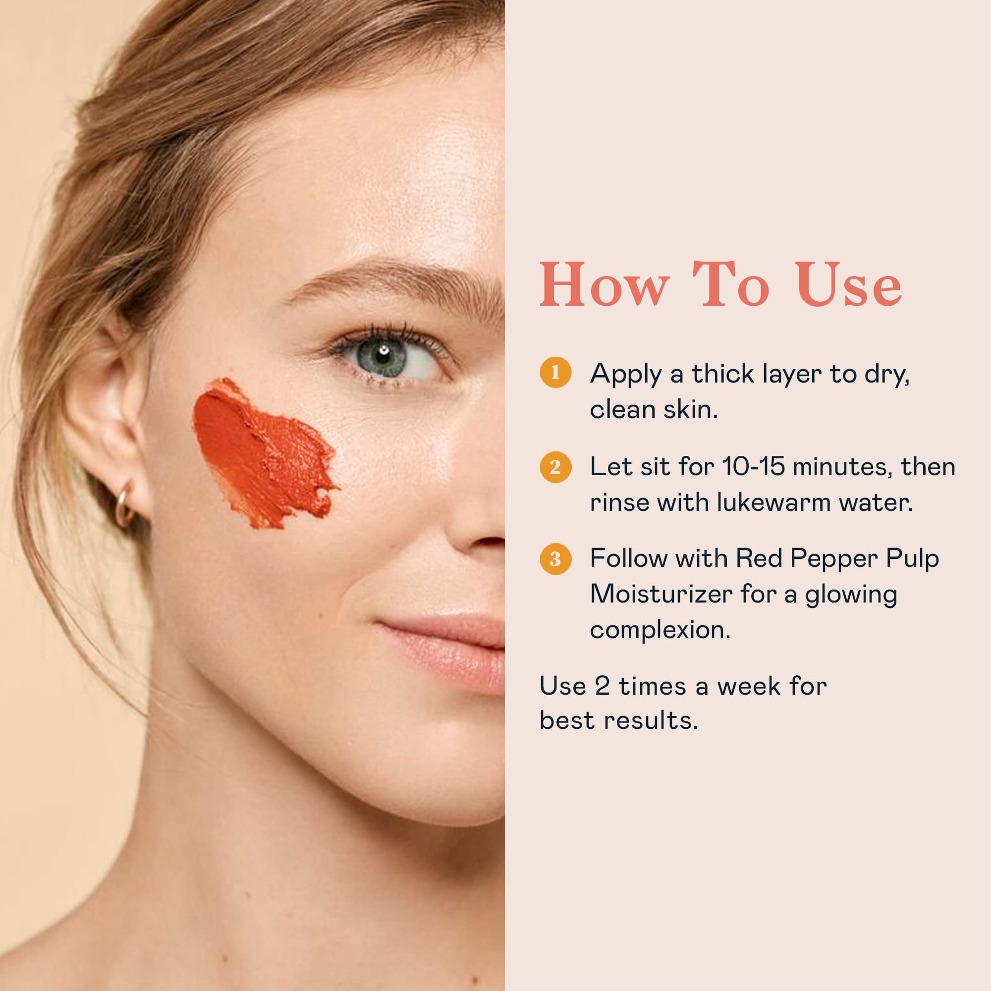 Erborian Red Pepper Paste Mask on skin for instant glow and radiance